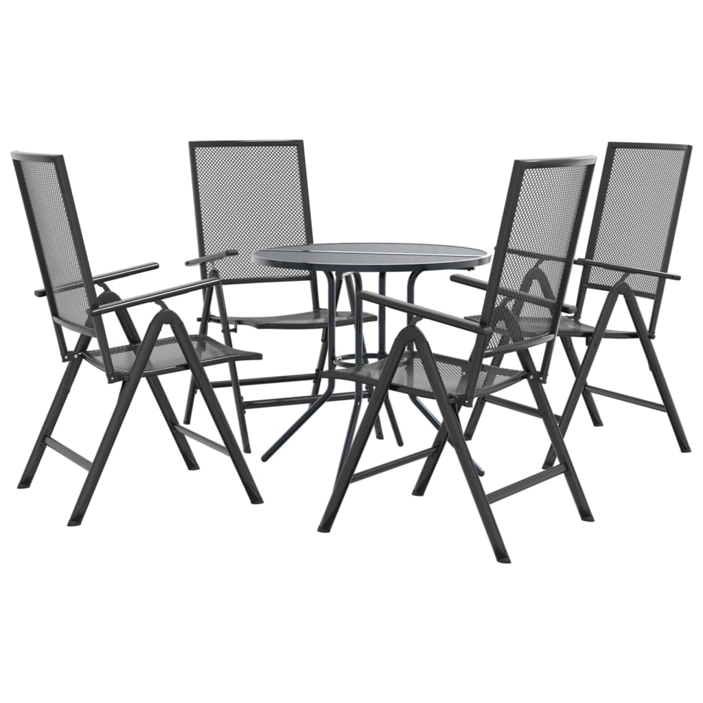 Set Sedie Giardino Reclinabili 5pz Antracite Acciaio Verniciato | homemem39