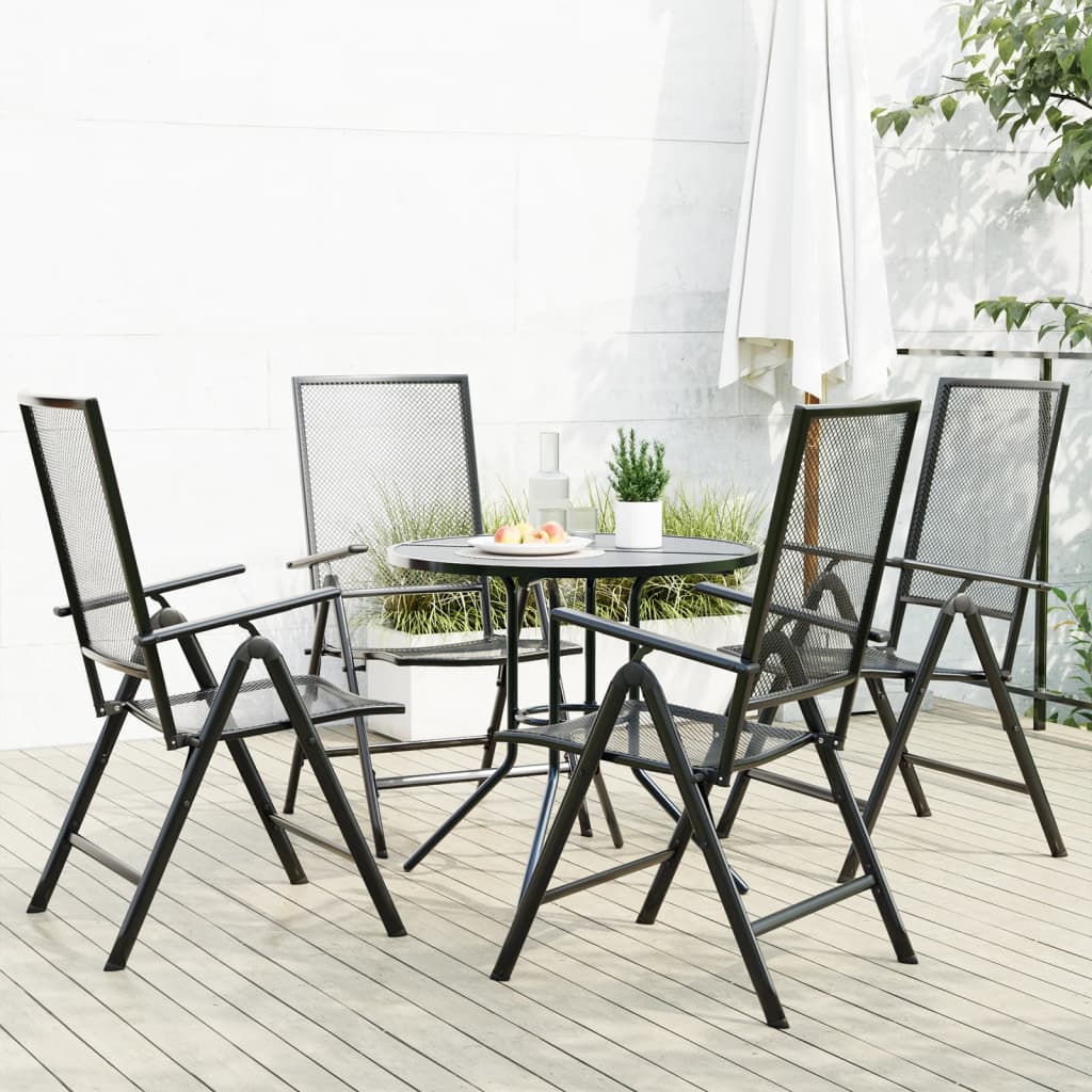 Set Sedie Giardino Reclinabili 5pz Antracite Acciaio Verniciato | homemem39