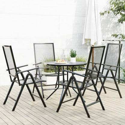 Set Sedie Giardino Reclinabili 5pz Antracite Acciaio Verniciato - homemem39