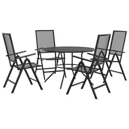 Set Sedie Giardino Reclinabili 5pz Antracite Acciaio Verniciato | homemem39
