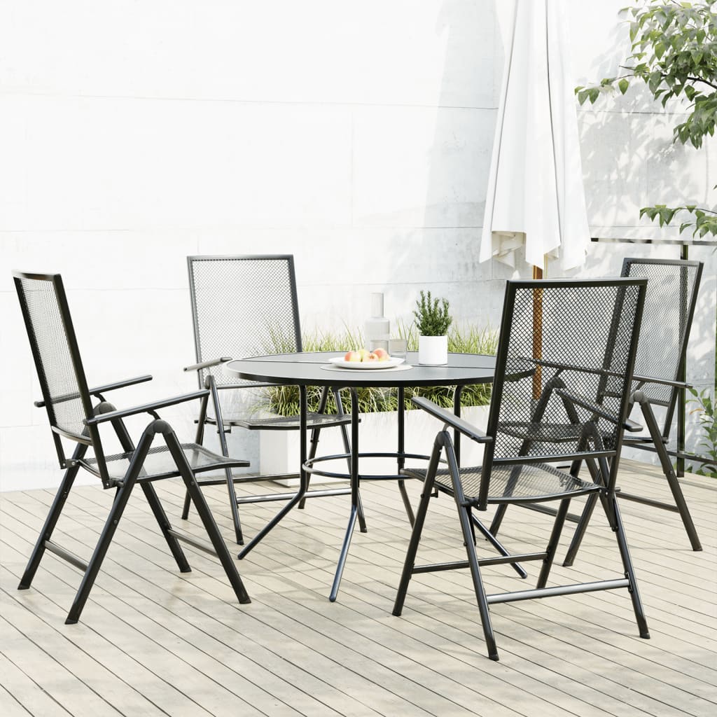 Set Sedie Giardino Reclinabili 5pz Antracite Acciaio Verniciato | homemem39