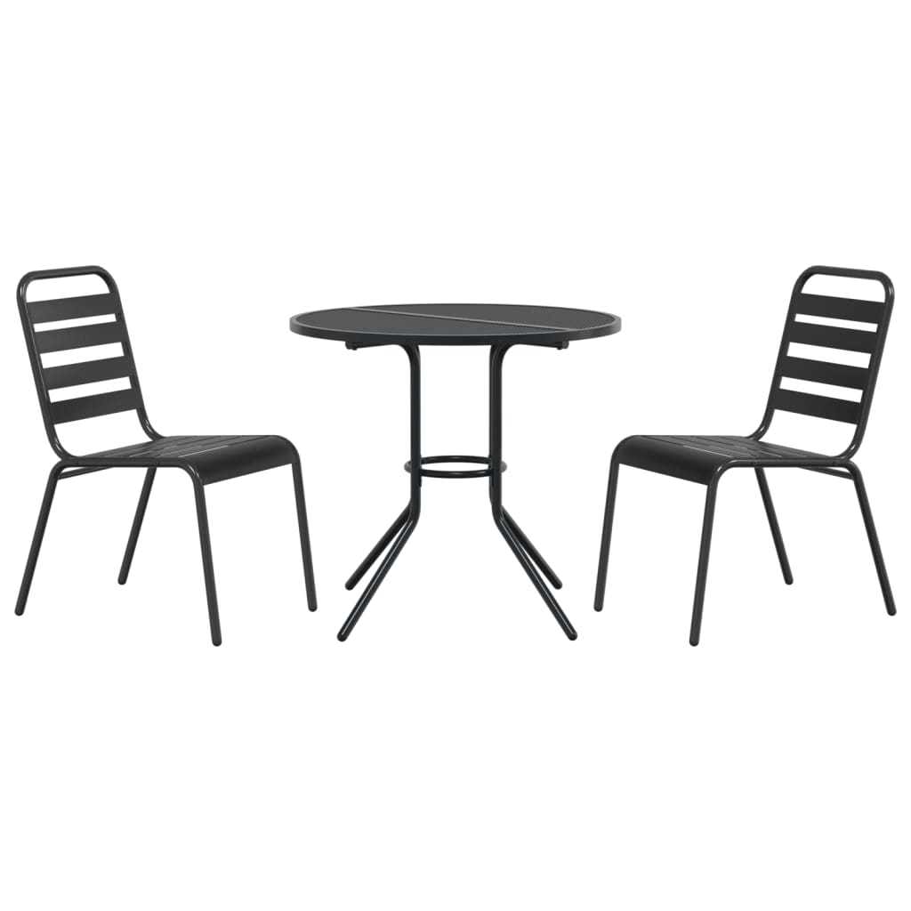 Sedie da Cucina Impilabili 3 pz Antracite in Acciaio Verniciato | homemem39