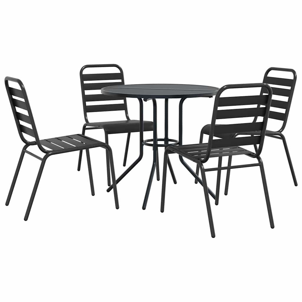 Set Sedie Giardino Impilabili 5pz Antracite Acciaio Verniciato | homemem39