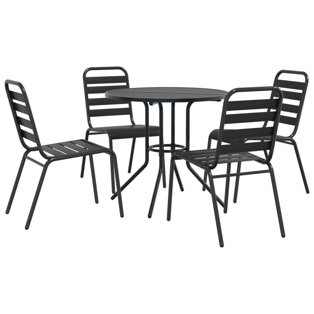 Set Sedie Giardino Impilabili 5pz Antracite Acciaio Verniciato - homemem39