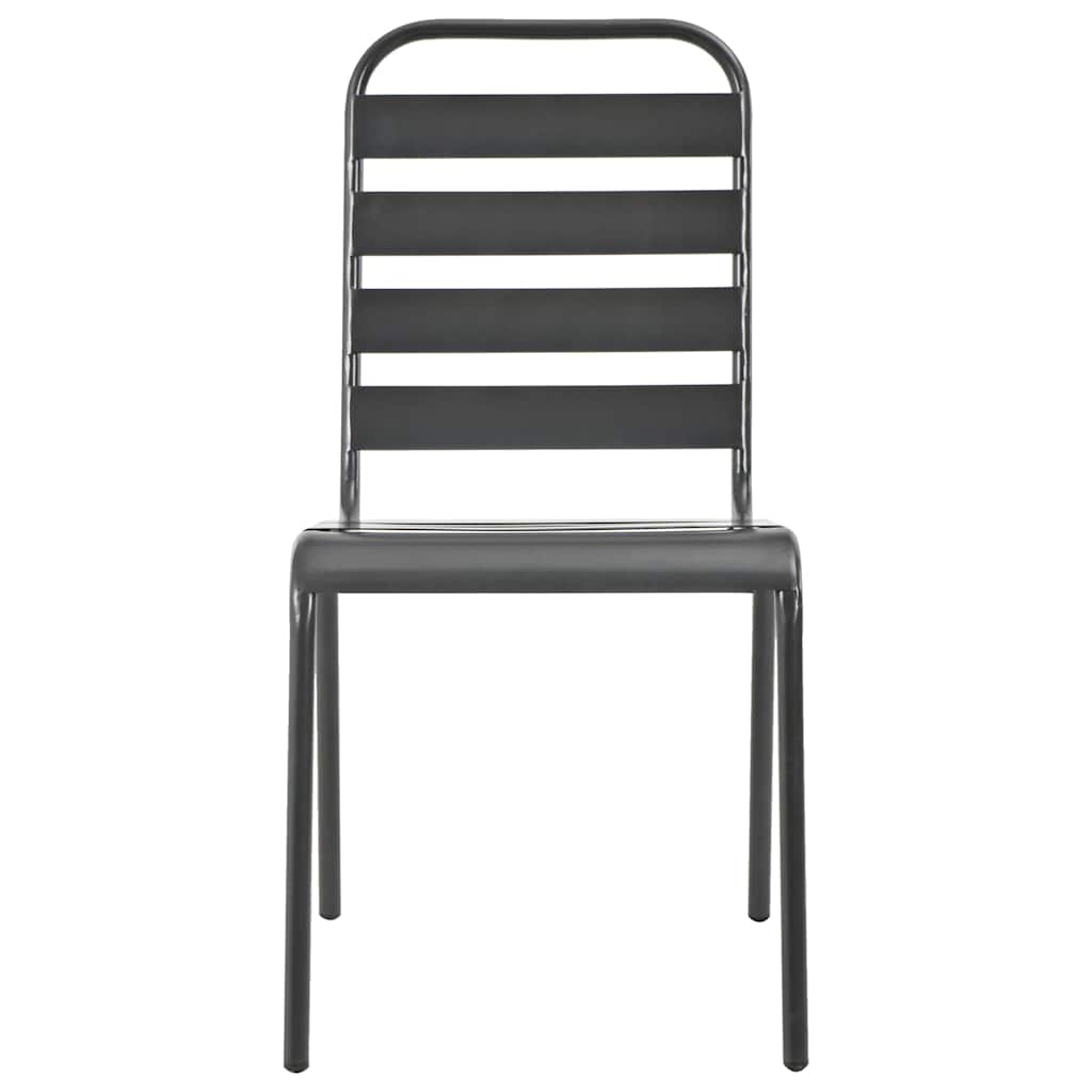 Set Sedie Giardino Impilabili 5pz Antracite Acciaio Verniciato | homemem39