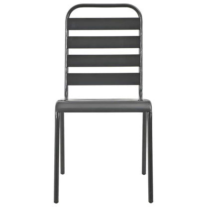 Set Sedie Giardino Impilabili 5pz Antracite Acciaio Verniciato | homemem39
