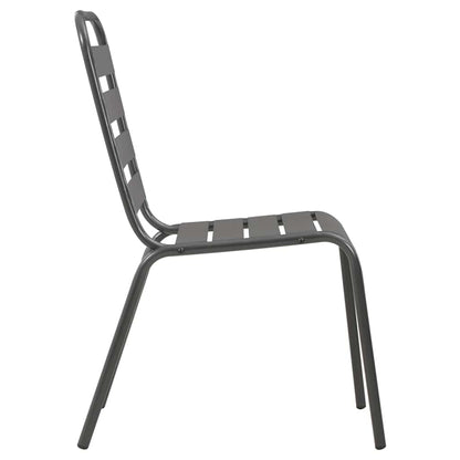 Set Sedie Giardino Impilabili 5pz Antracite Acciaio Verniciato | homemem39