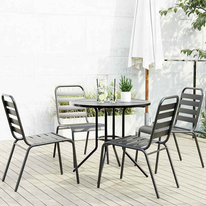 Set Sedie Giardino Impilabili 5pz Antracite Acciaio Verniciato | homemem39