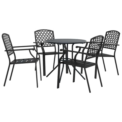 Set Sedie Giardino Impilabili 5pz Antracite Acciaio Verniciato | homemem39