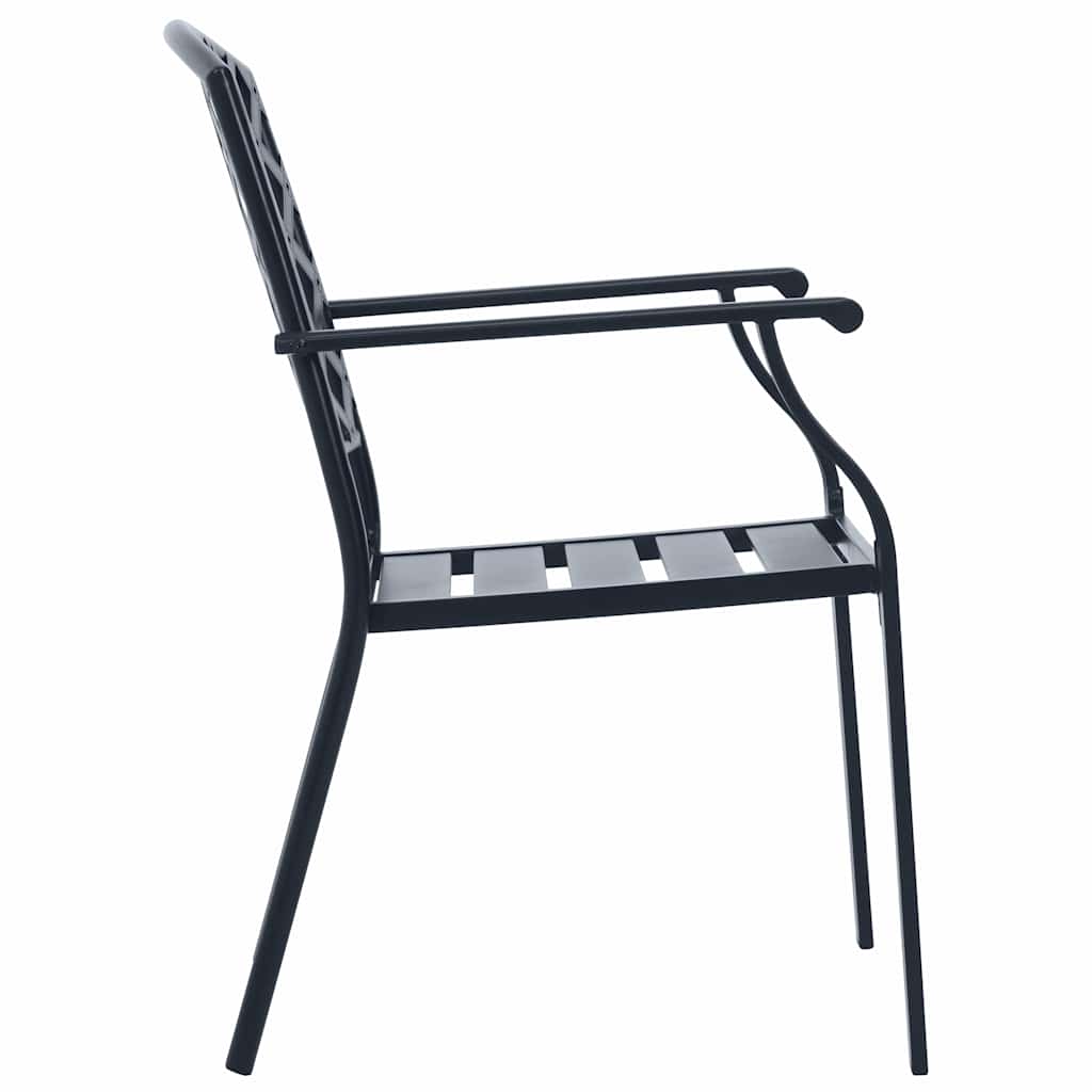 Set Sedie Giardino Impilabili 5pz Antracite Acciaio Verniciato | homemem39