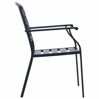 Set Sedie Giardino Impilabili 5pz Antracite Acciaio Verniciato | homemem39