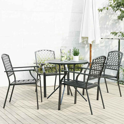 Set Sedie Giardino Impilabili 5pz Antracite Acciaio Verniciato | homemem39