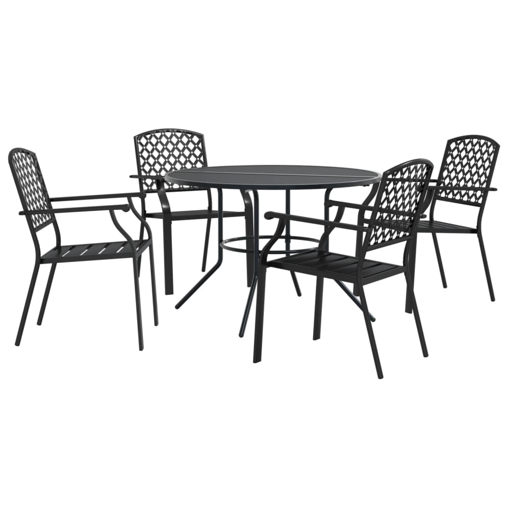 Set Sedie Giardino Impilabili 5pz Antracite Acciaio Verniciato | homemem39