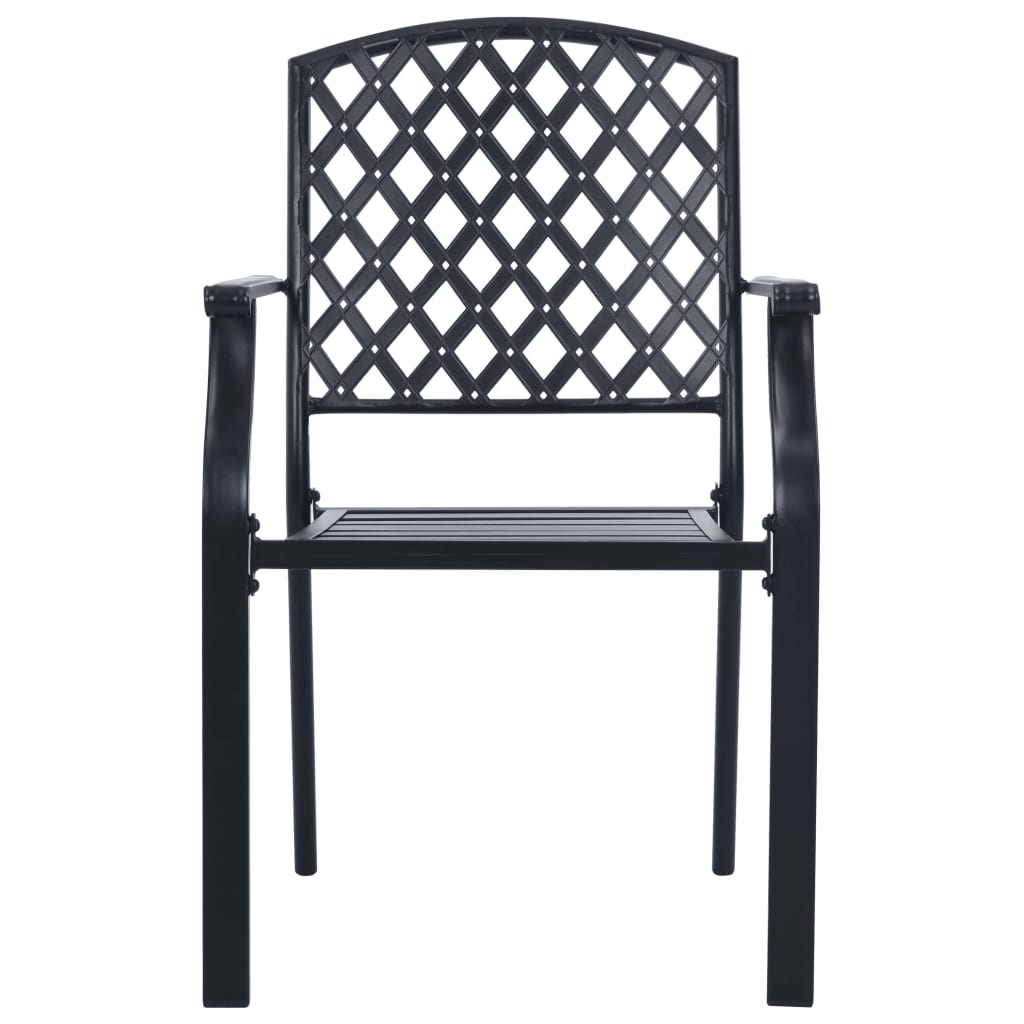 Set Sedie Giardino Impilabili 5pz Antracite Acciaio Verniciato | homemem39