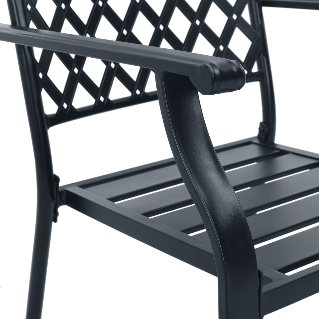 Set Sedie Giardino Impilabili 5pz Antracite Acciaio Verniciato | homemem39
