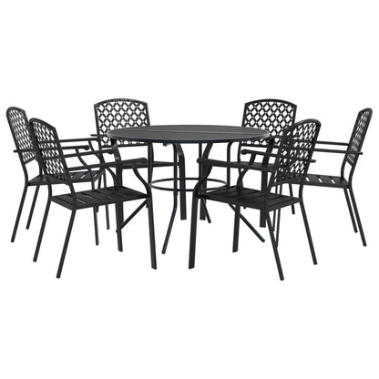 Set Sedie Giardino Impilabili 7pz Antracite Acciaio Verniciato | homemem39
