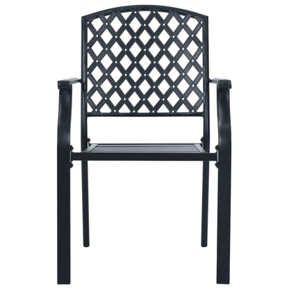 Set Sedie Giardino Impilabili 7pz Antracite Acciaio Verniciato | homemem39