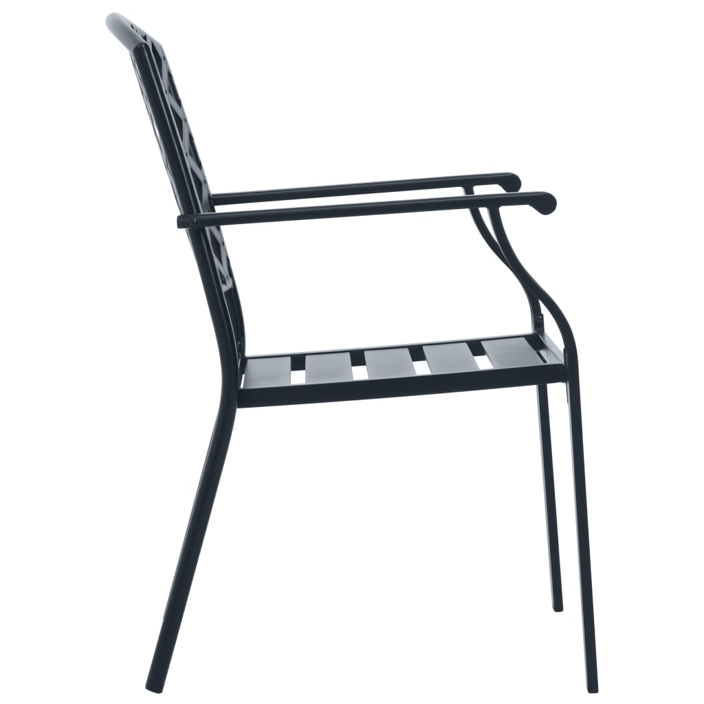 Set Sedie Giardino Impilabili 7pz Antracite Acciaio Verniciato | homemem39