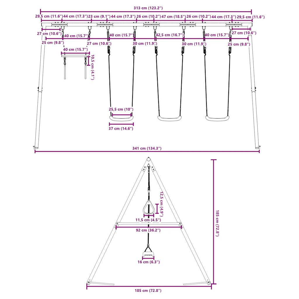 Set Gioco da Esterno con Altalene e Trapezio | homemem39
