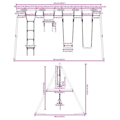 Set Gioco da Esterno con Altalene Trapezio e Scala | homemem39