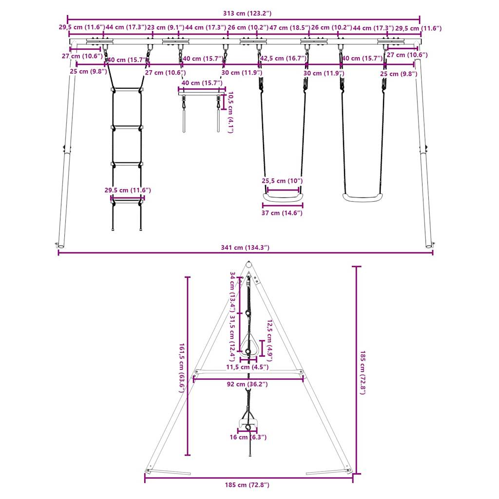 Set Gioco da Esterno con Altalene Trapezio e Scala | homemem39