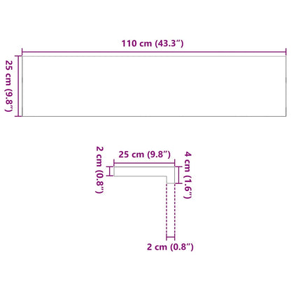 Gradini 2 pz 110x25x2 cm in Rovere Massello Non Trattato | homemem39
