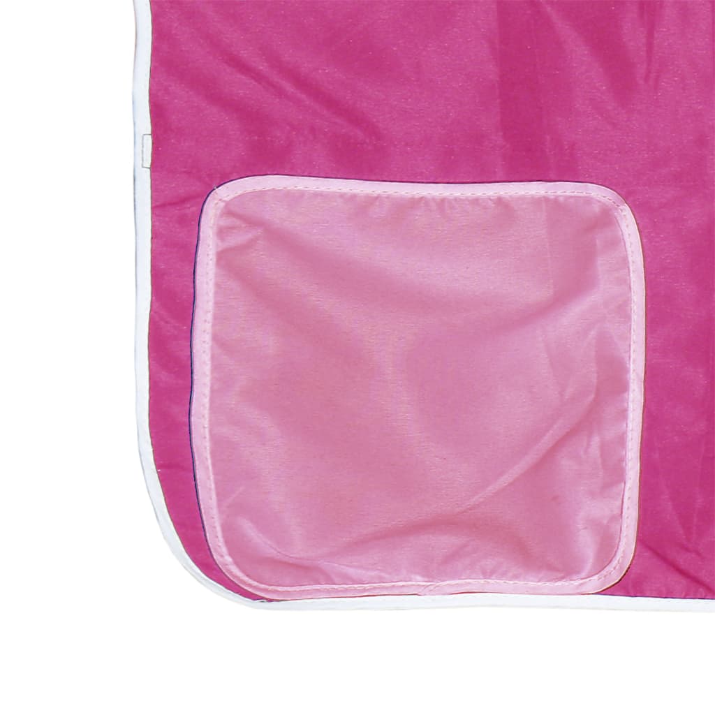 Letto a Soppalco con Tende Bambini Rosa 90x200 cm Massello Pino - homemem39