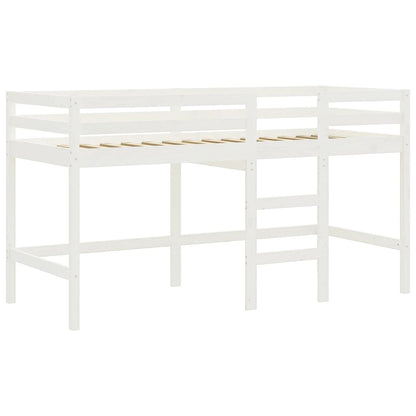 Letto a Soppalco Bambini con Tende Bianco e Nero 90x190 cm Pino