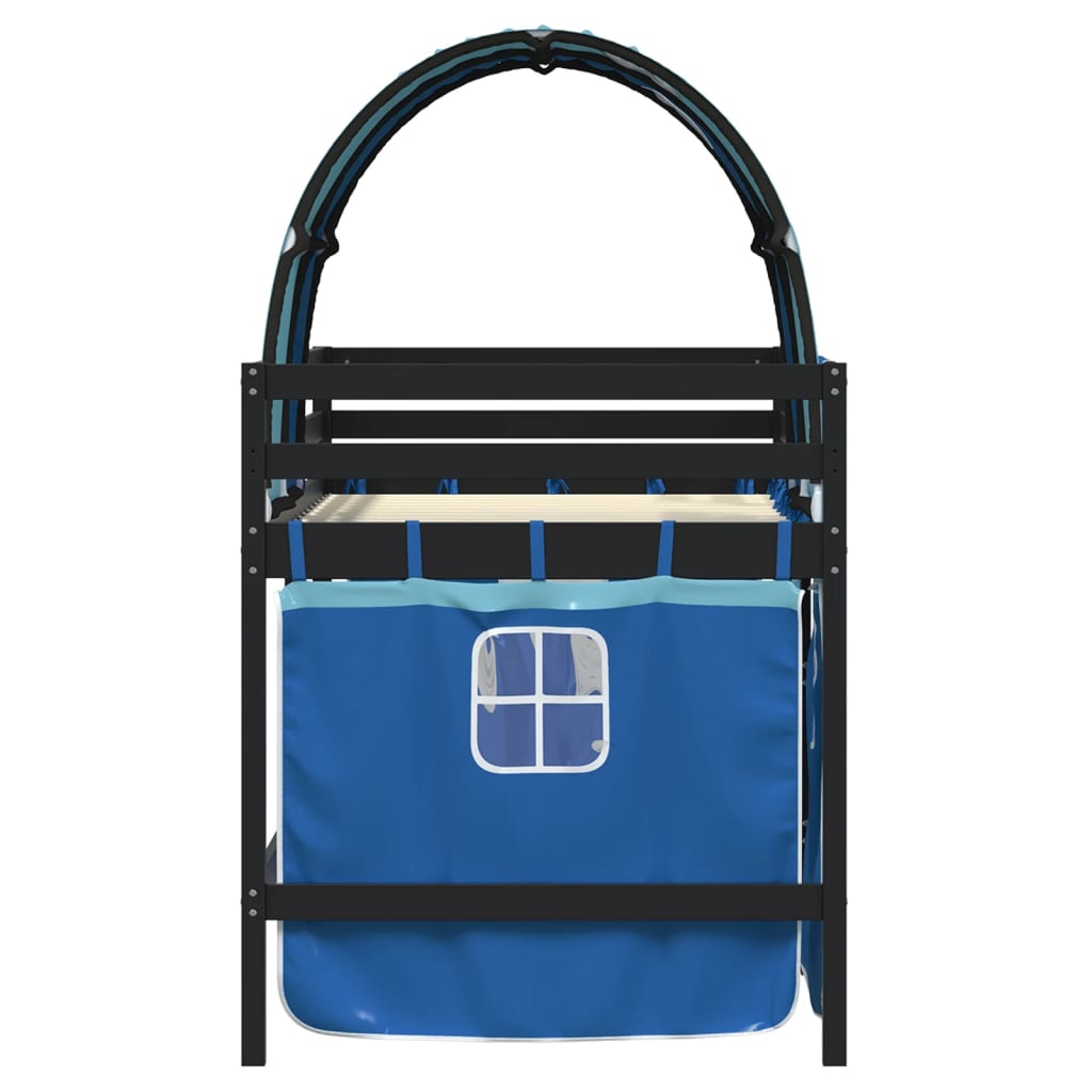 Letto a Soppalco con Tunnel Bambini Blu 80x200cm Massello Pino - homemem39