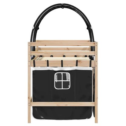 Letto a Soppalco con Tunnel Bambini Bianco e Nero 90x190cm Pino
