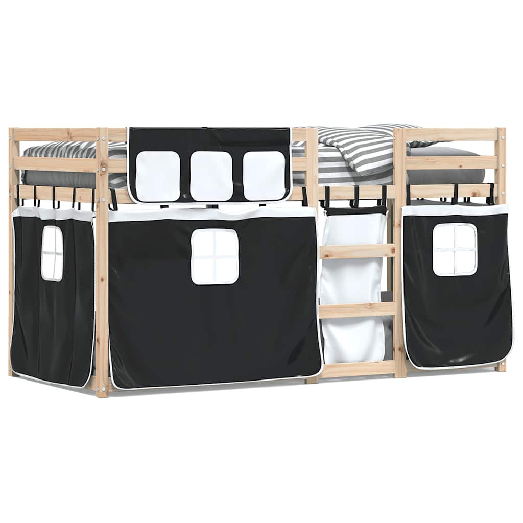Letto a Castello senza Materasso Bianco e Nero 90x200cm in Pino | homemem39
