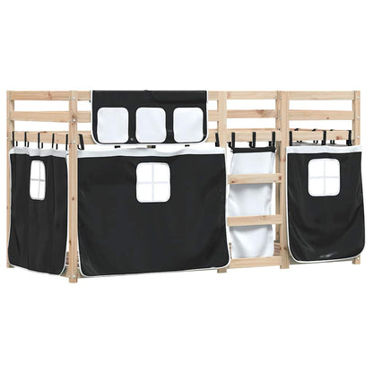 Letto a Castello senza Materasso Bianco e Nero 90x200cm in Pino | homemem39