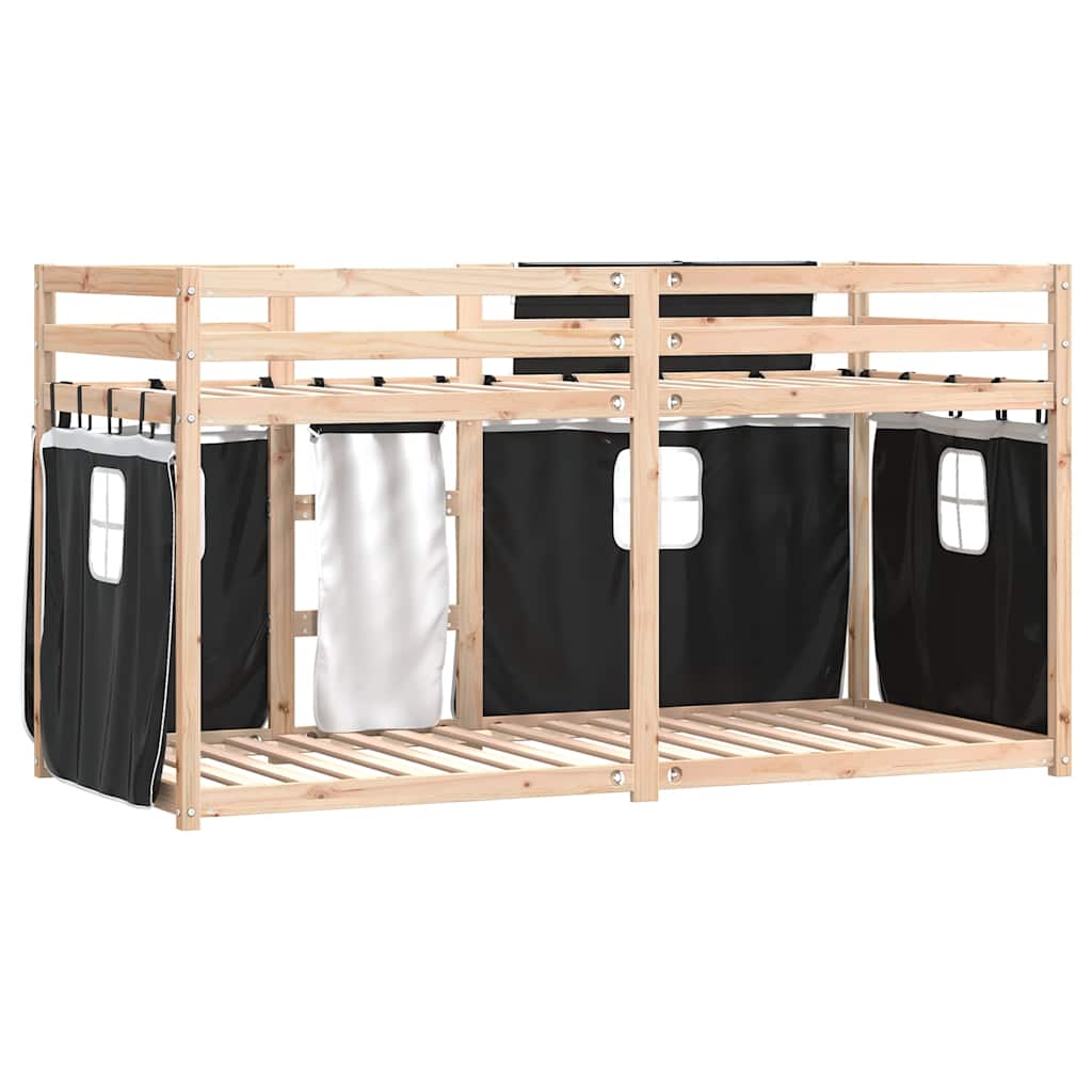 Letto a Castello senza Materasso Bianco e Nero 90x200cm in Pino | homemem39