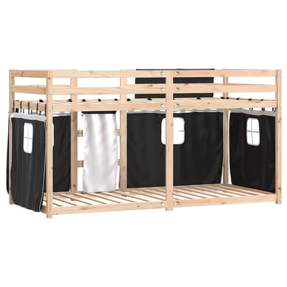 Letto a Castello senza Materasso Bianco e Nero 90x200cm in Pino | homemem39