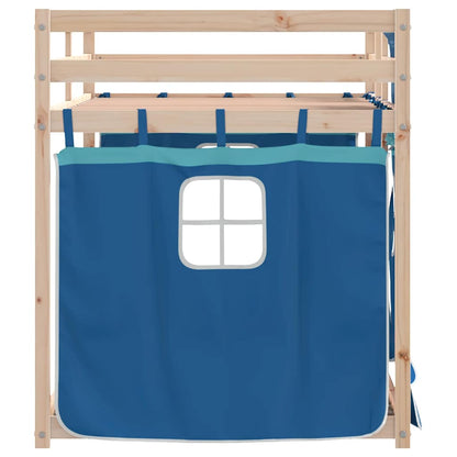 Letto a Castello senza Materasso Blu 90x200cm Massello Pino | homemem39