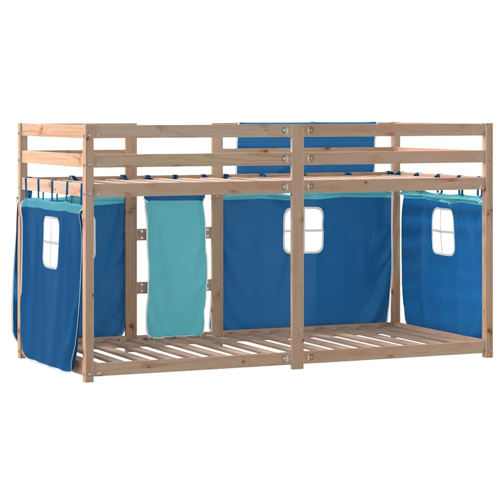 Letto a Castello senza Materasso Blu 90x200cm Massello Pino | homemem39