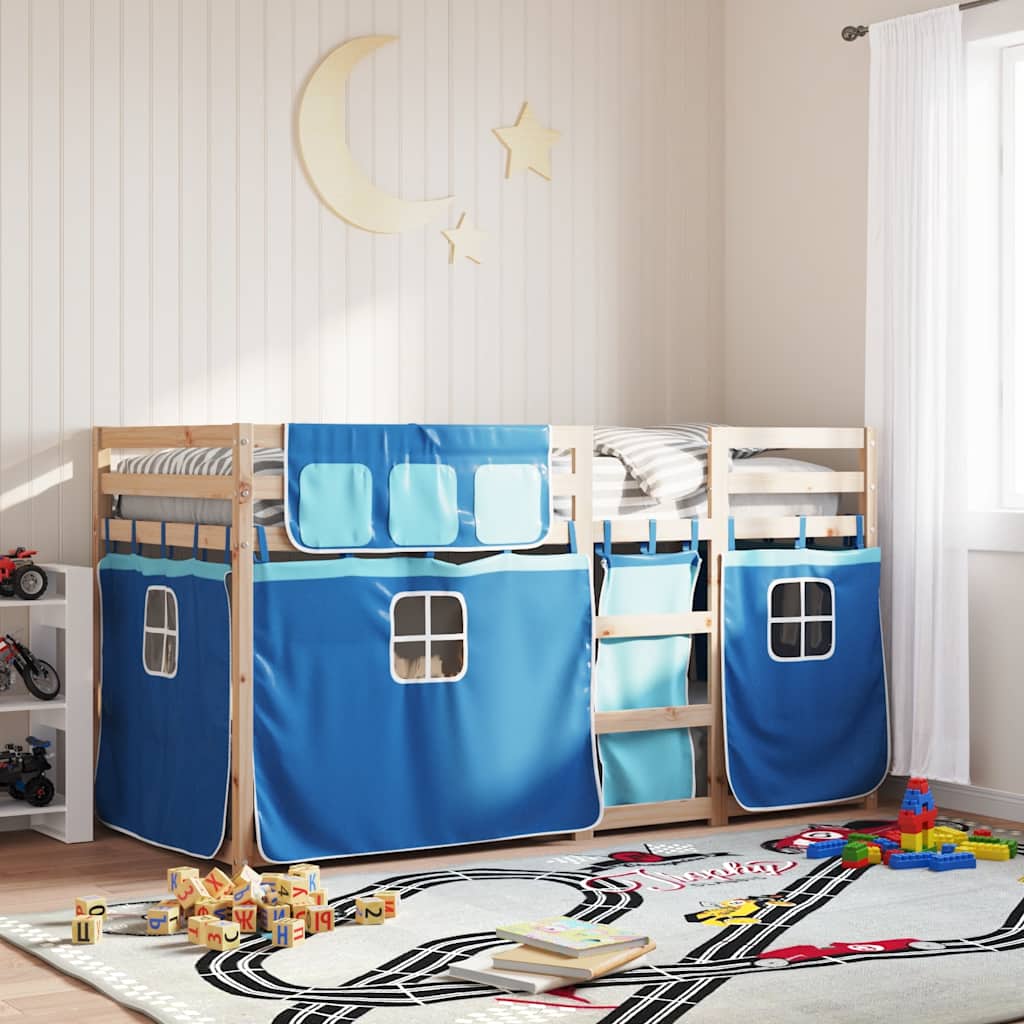 Letto a Castello senza Materasso Blu 90x200cm Massello Pino | homemem39