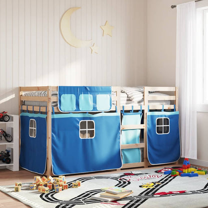 Letto a Castello senza Materasso Blu 90x200cm Massello Pino | homemem39