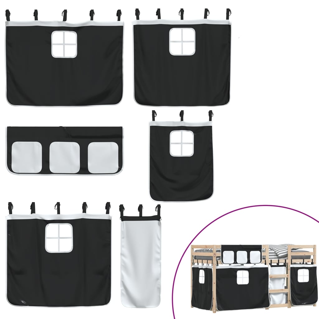 Letto a Castello senza Materasso Bianco e Nero 80x200cm in Pino - homemem39