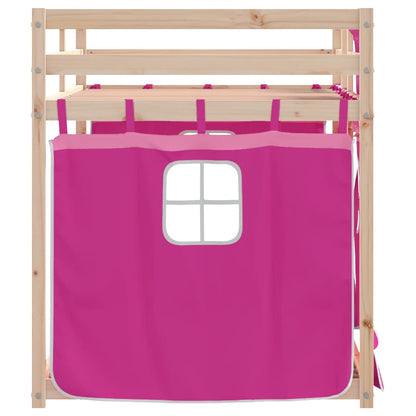 Letto a Castello senza Materasso Rosa 80x200 cm Legno di Pino