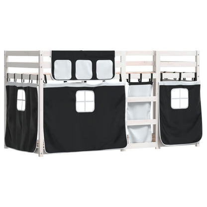 Letto a Castello senza Materasso Bianco e Nero 80x200cm in Pino - homemem39