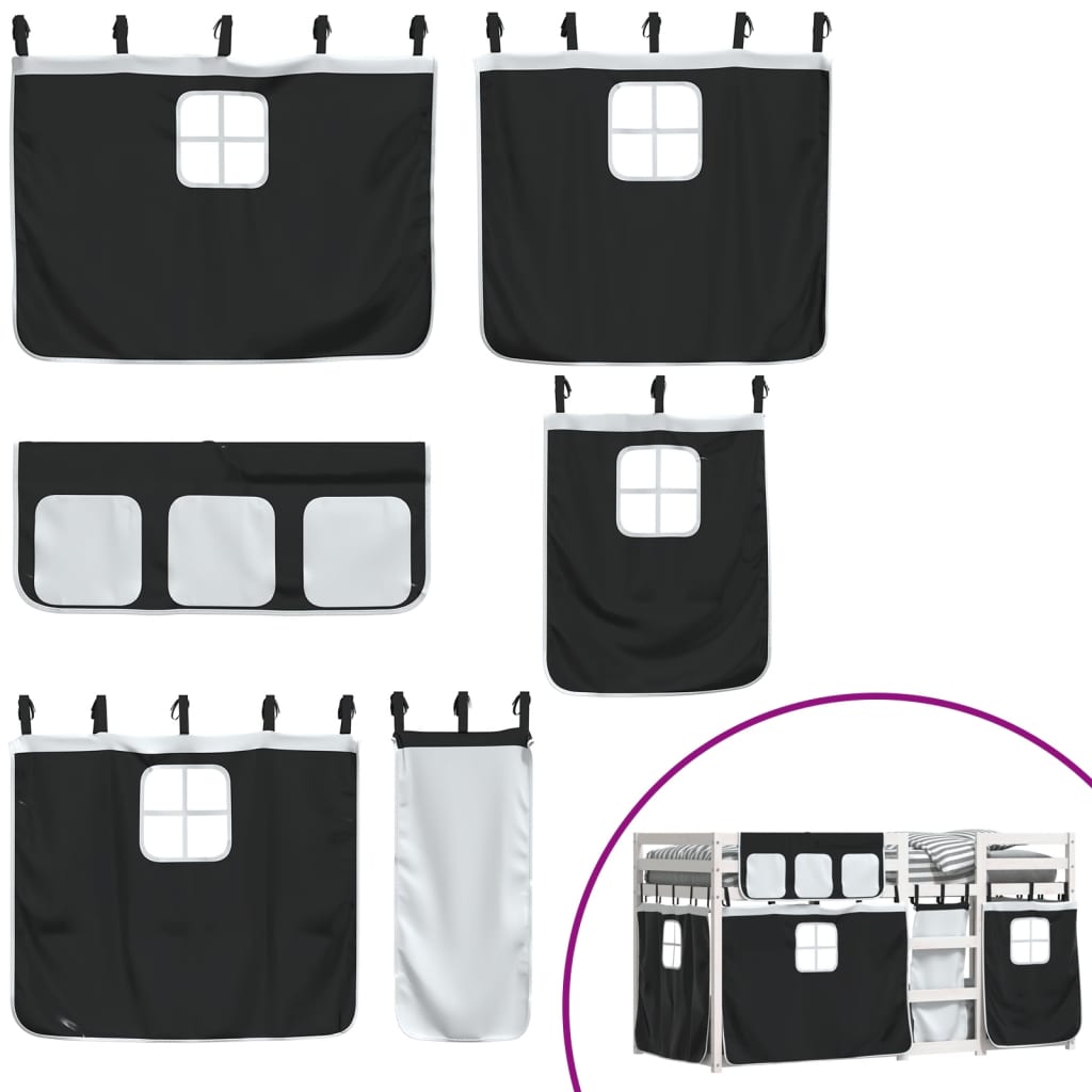 Letto a Castello senza Materasso Bianco e Nero 80x200cm in Pino - homemem39