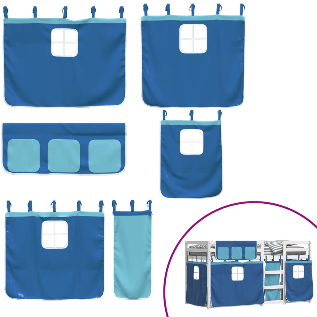 Letto a Castello senza Materasso Blu 80x200 cm Massello Pino - homemem39