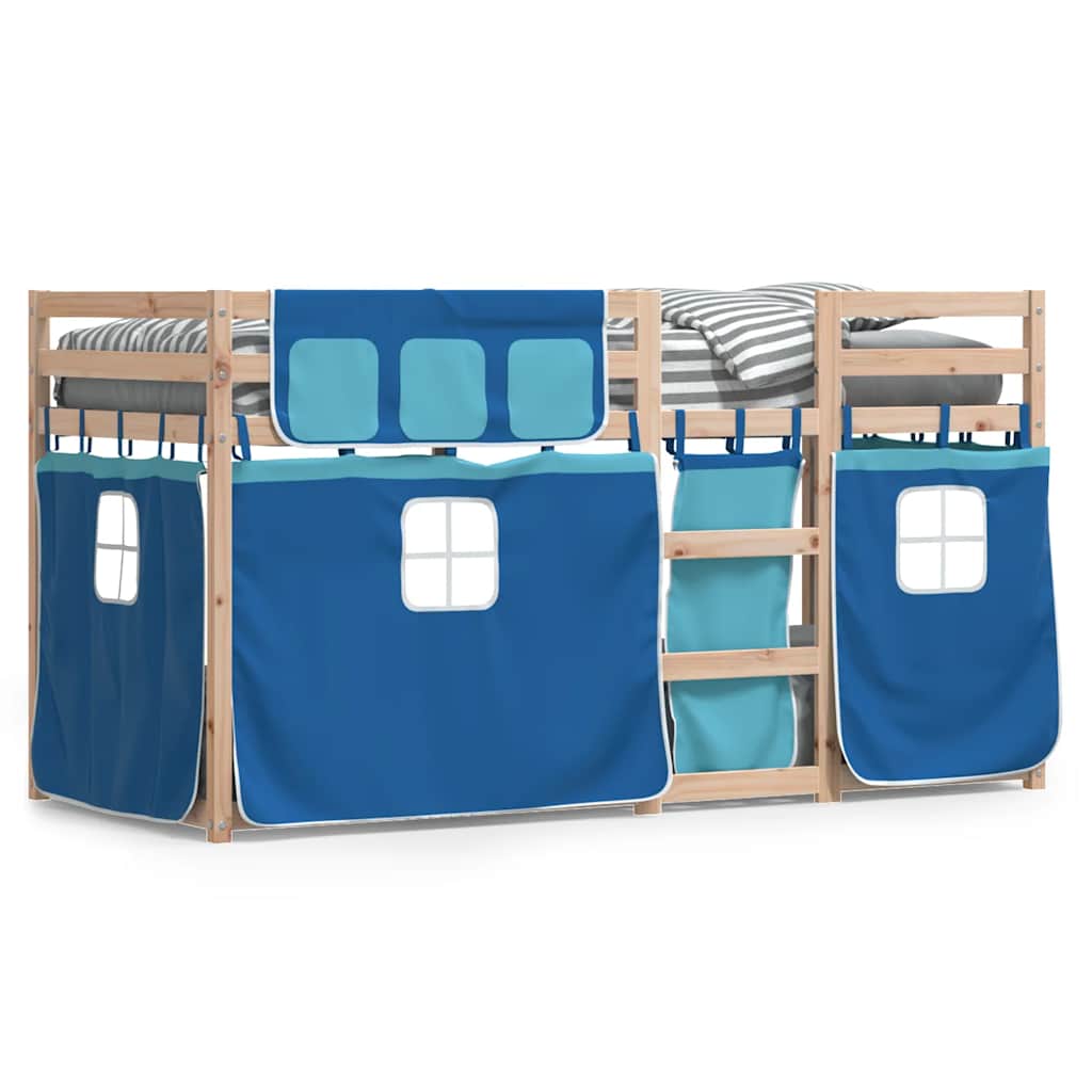 Letto a Castello senza Materasso Blu 90x190cm Massello Pino | homemem39