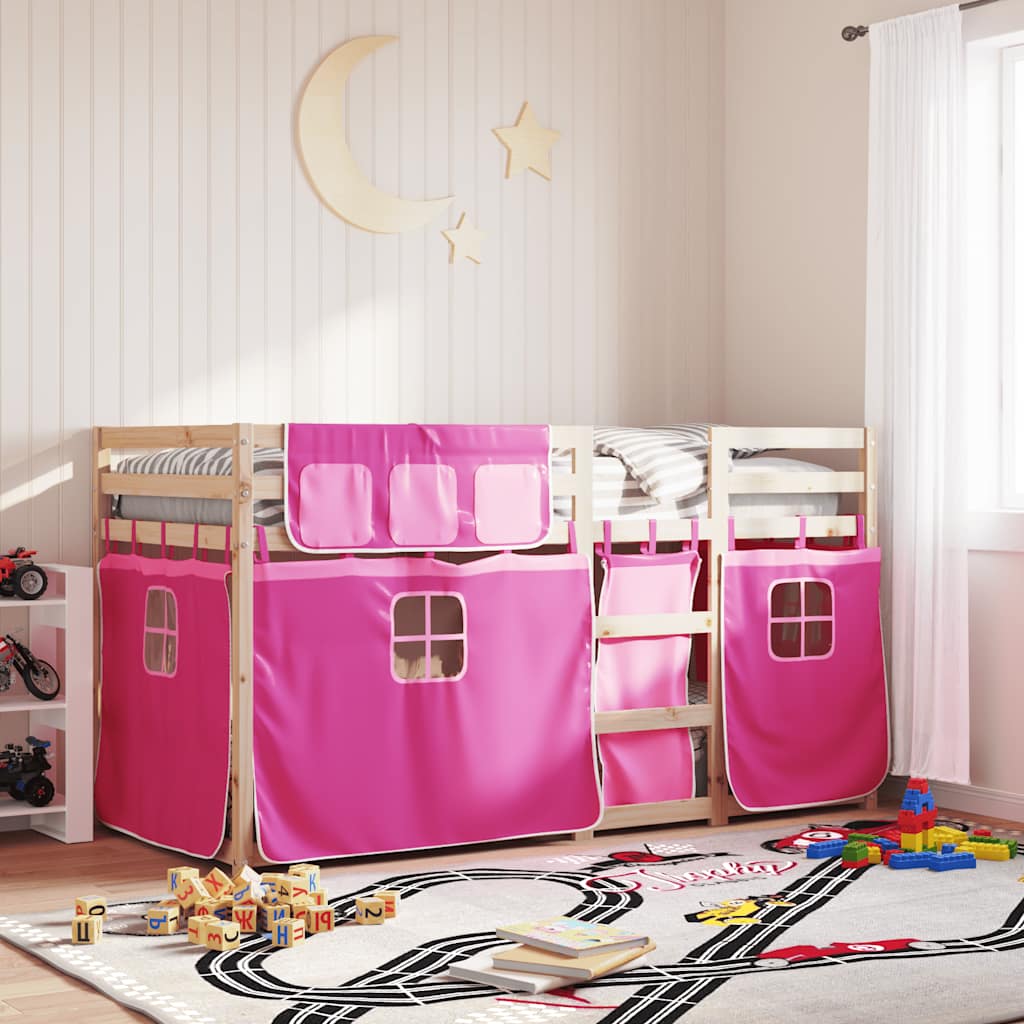 Letto a Castello senza Materasso Rosa 90x190 cm Legno di Pino | homemem39