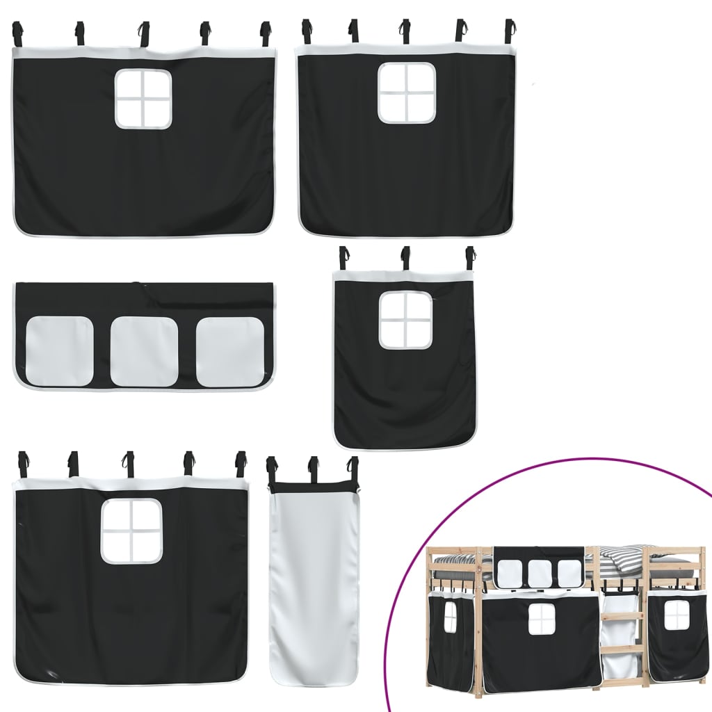 Letto a Castello senza Materasso Bianco e Nero 75x190 cm inPino - homemem39