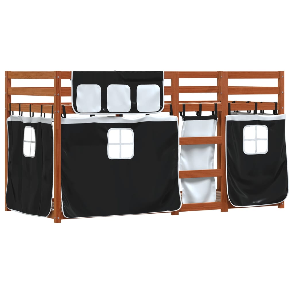 Letto a Castello senza Materasso Bianco e Nero 80x200cm in Pino - homemem39