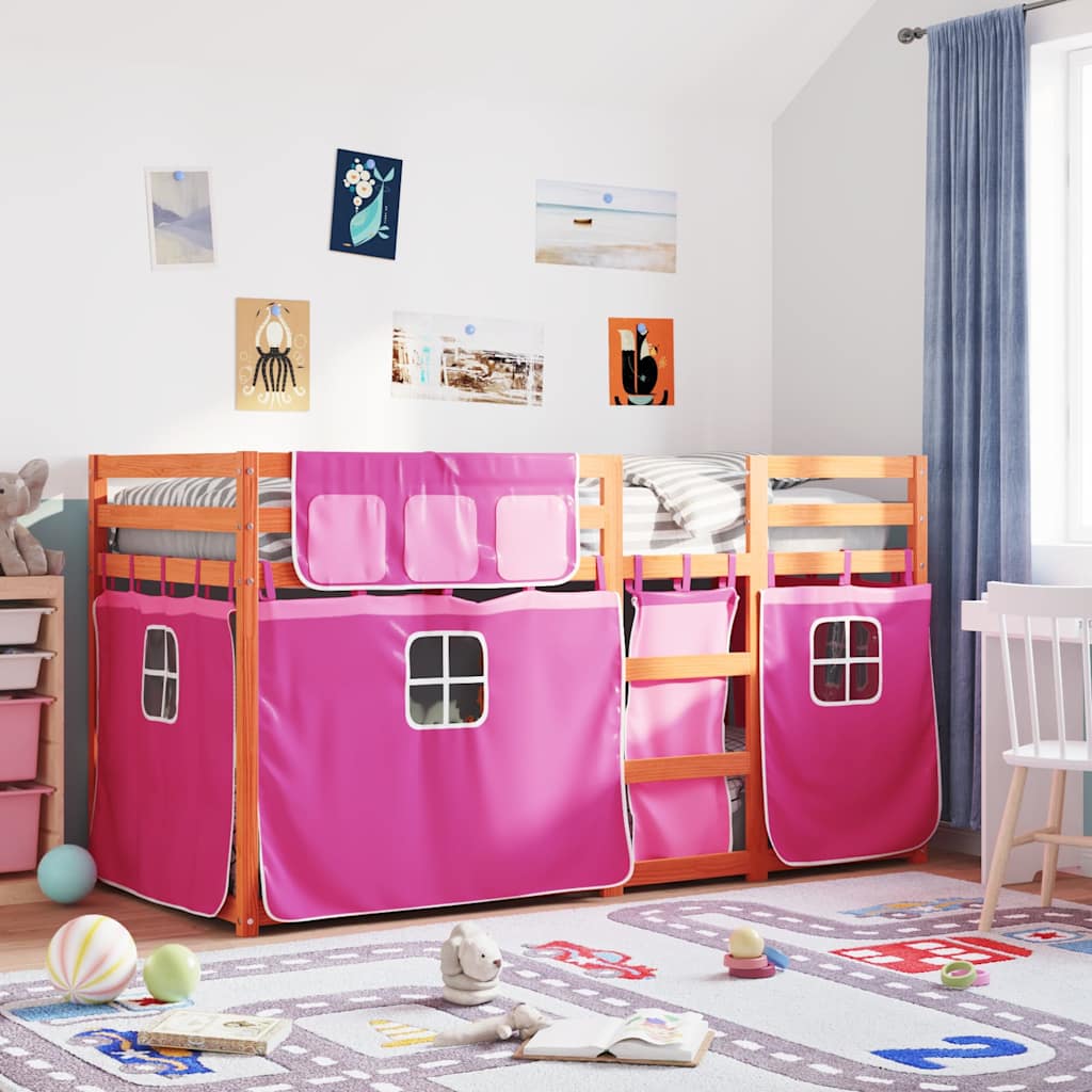 Letto a Castello senza Materasso Rosa 80x200 cm Legno di Pino | homemem39