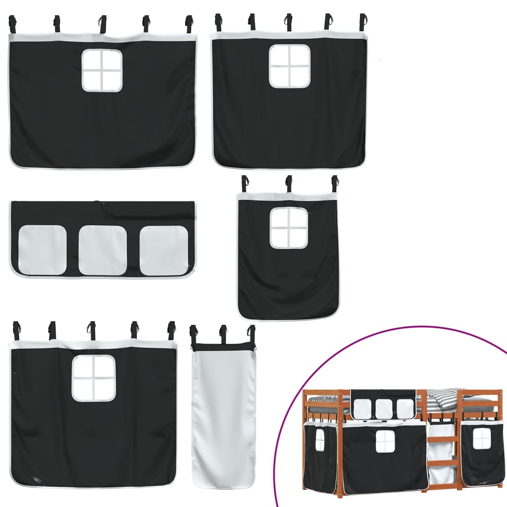 Letto a Castello senza Materasso Bianco e Nero 75x190 cm inPino - homemem39