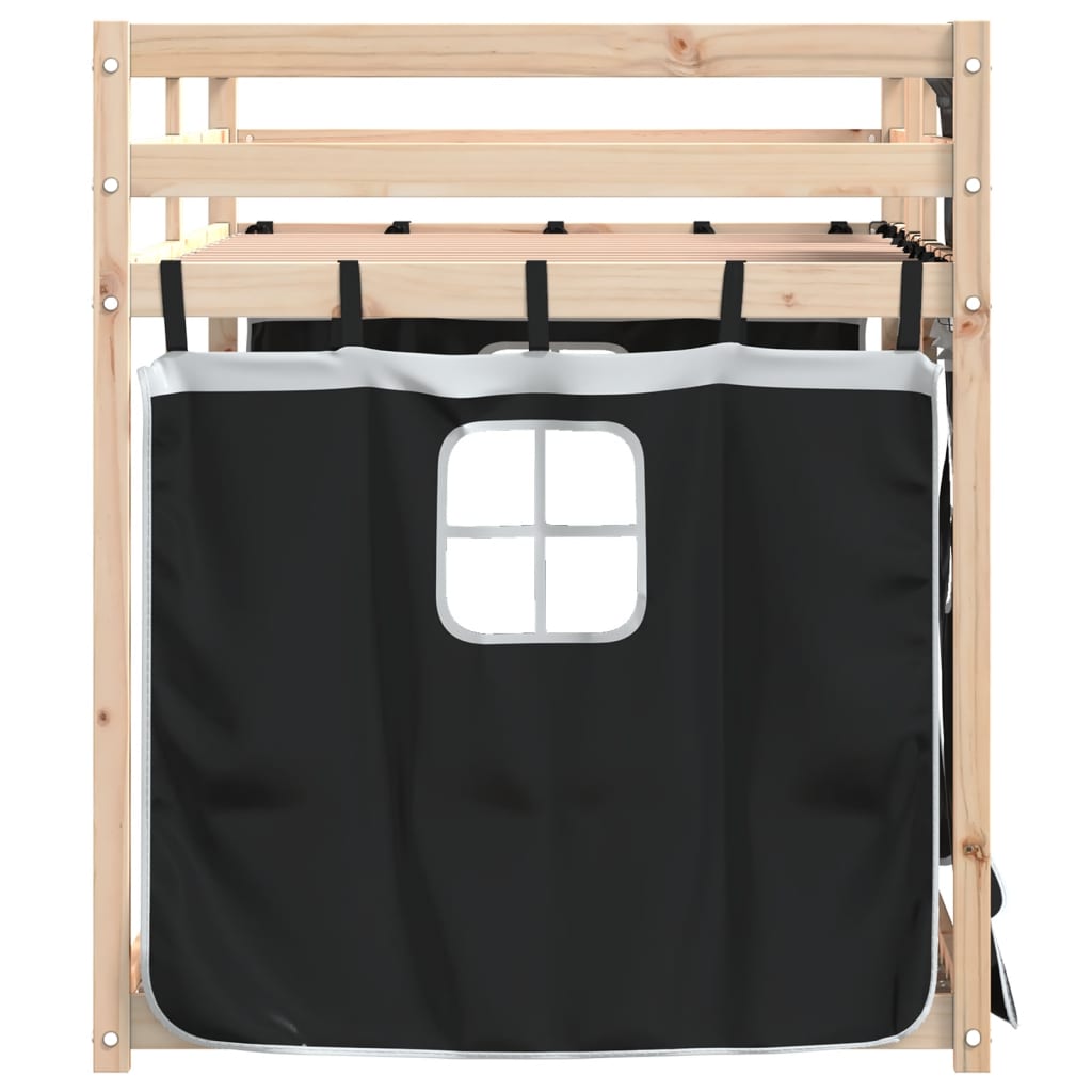 Letto a Castello senza Materasso Bianco e Nero 90x200cm in Pino - homemem39